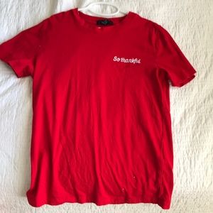 a red, comfortable, “so thankful”, fine material.